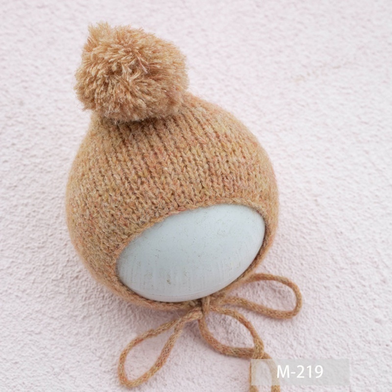 Haha Mũ Beanie Dệt Kim Thủ Công Phối Lông Làm Phụ Kiện Chụp Ảnh Cho Bé Sơ Sinh