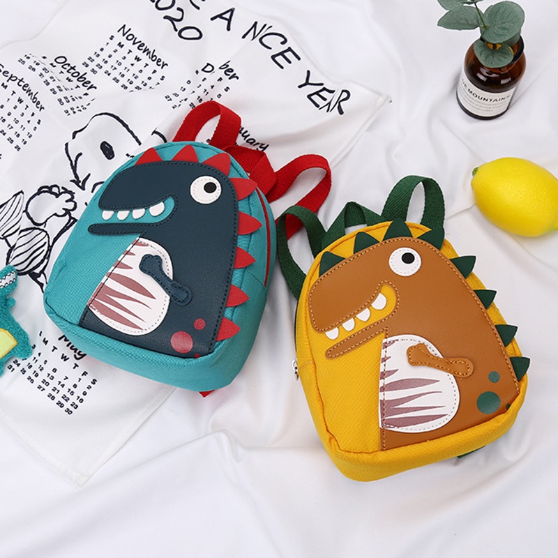 Balo vải bạt mini hình khủng long hoạt hình xinh xắn cho em bé