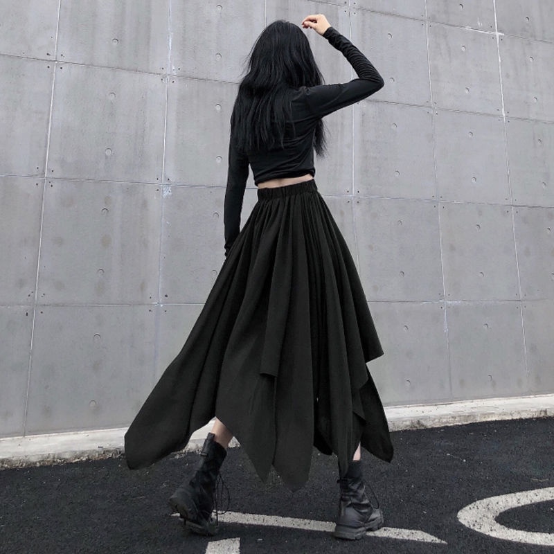 Chân Váy Dài Dáng Chữ a Lệch Tà Phong Cách Preppy Nhật Bản Kiểu Mới Dễ Phối Đồ