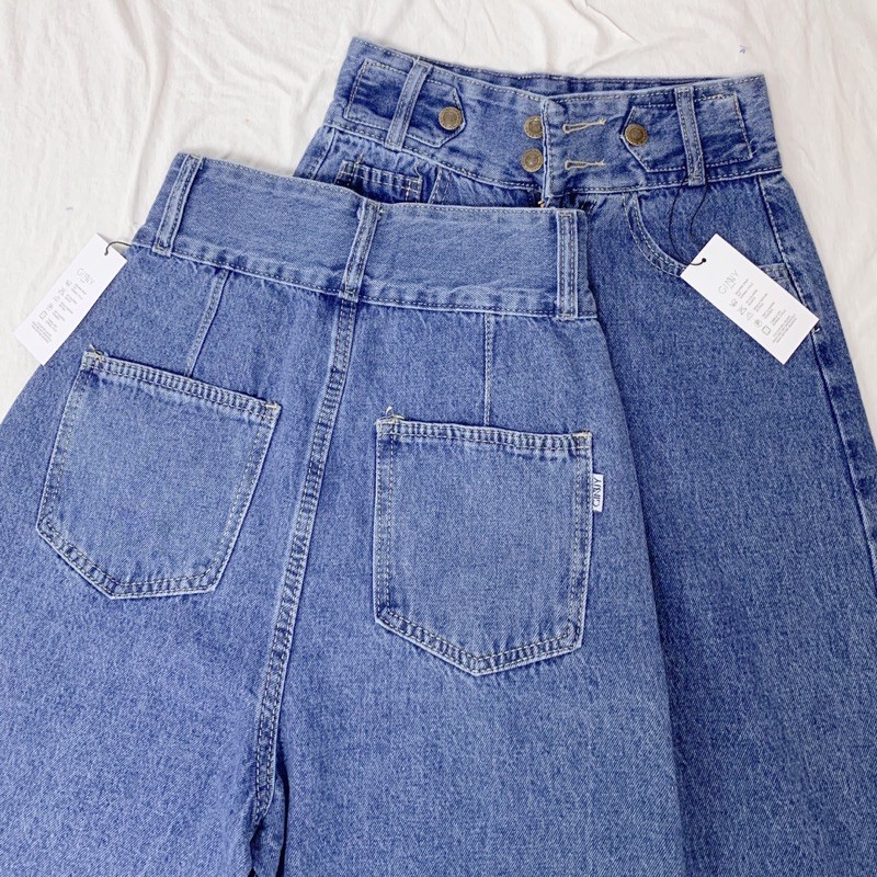 Quần Baggy Nữ Hack Dáng KHA-027 | Quần Baggy Jean Cạp Cao | Vải Jean Wash Xịn | Hàng Đẹp