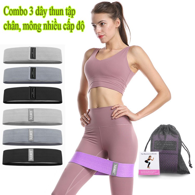 COMBO 3 DÂY THUN TRÒN TẬP GYM NHIỀU CẤP ĐỘ, HÀNG AOLIKES CAO CẤP, CÓ TÚI ĐỰNG TIỆN LỢI