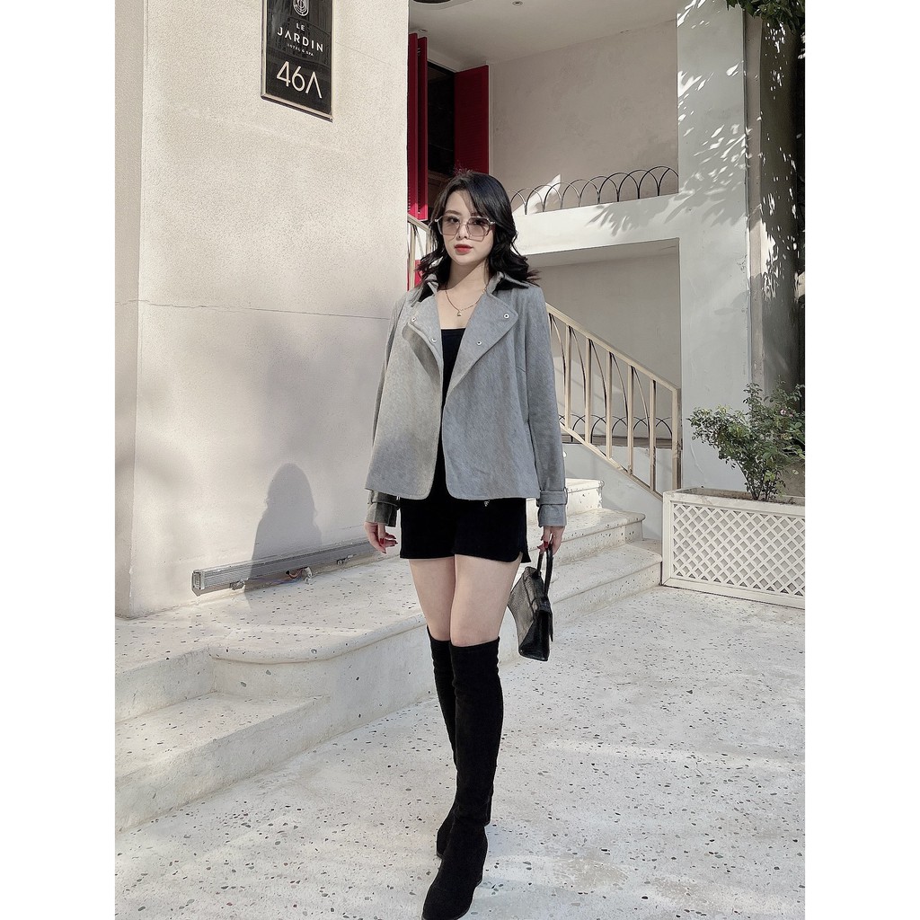 Áo khoác dạ cao cấp hàng VNXK 2021, thiết kế kiểu trơn đơn giản, dáng ngắn siêu sang chảnh, dễ phối đồ