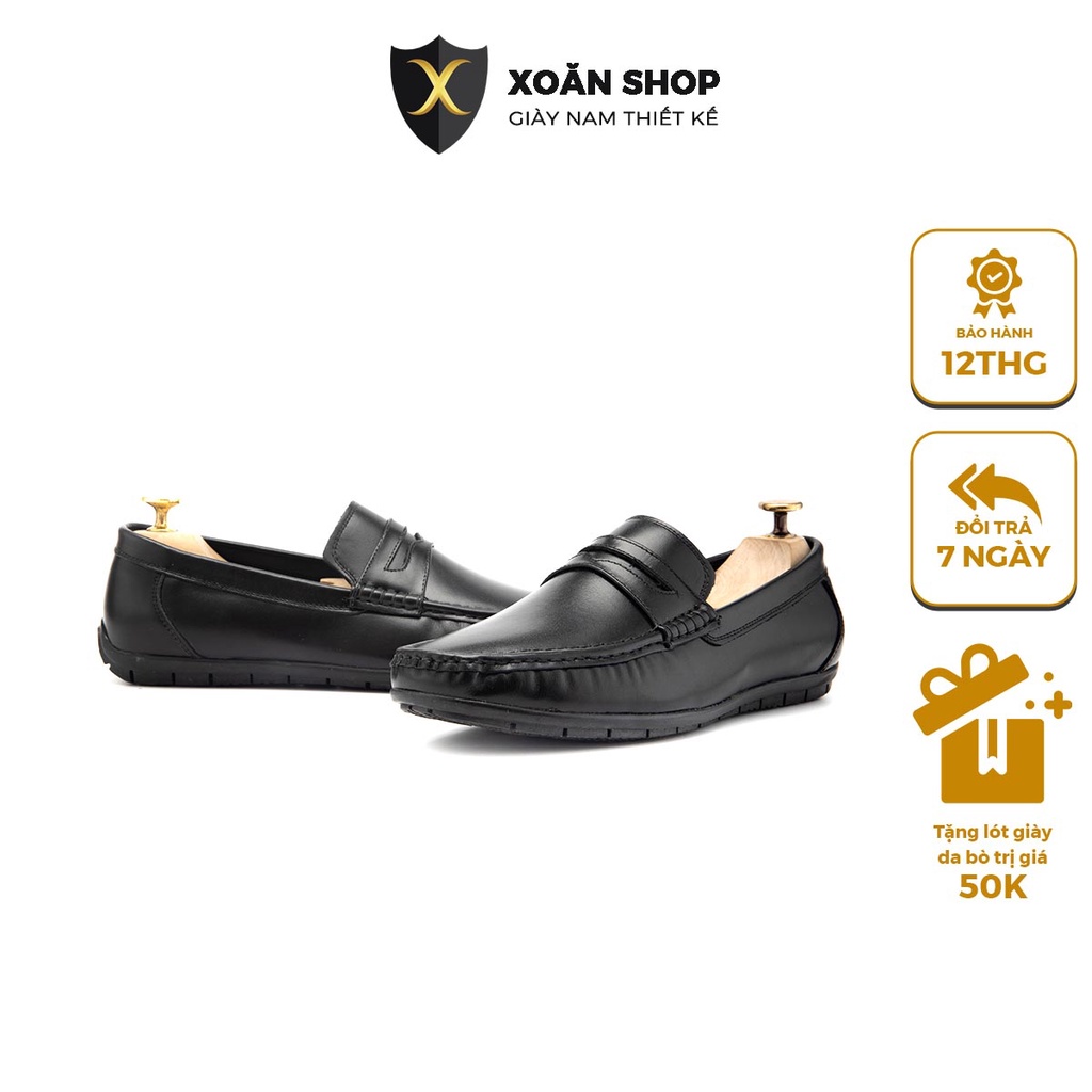 Giày Moca Nam Giày Mọi Nam Siêu Bền Đẹp XOĂN SHOP Da Bò Thật Size 38 Đến 42 Màu Đen Bảo Hành 24 tháng - M019