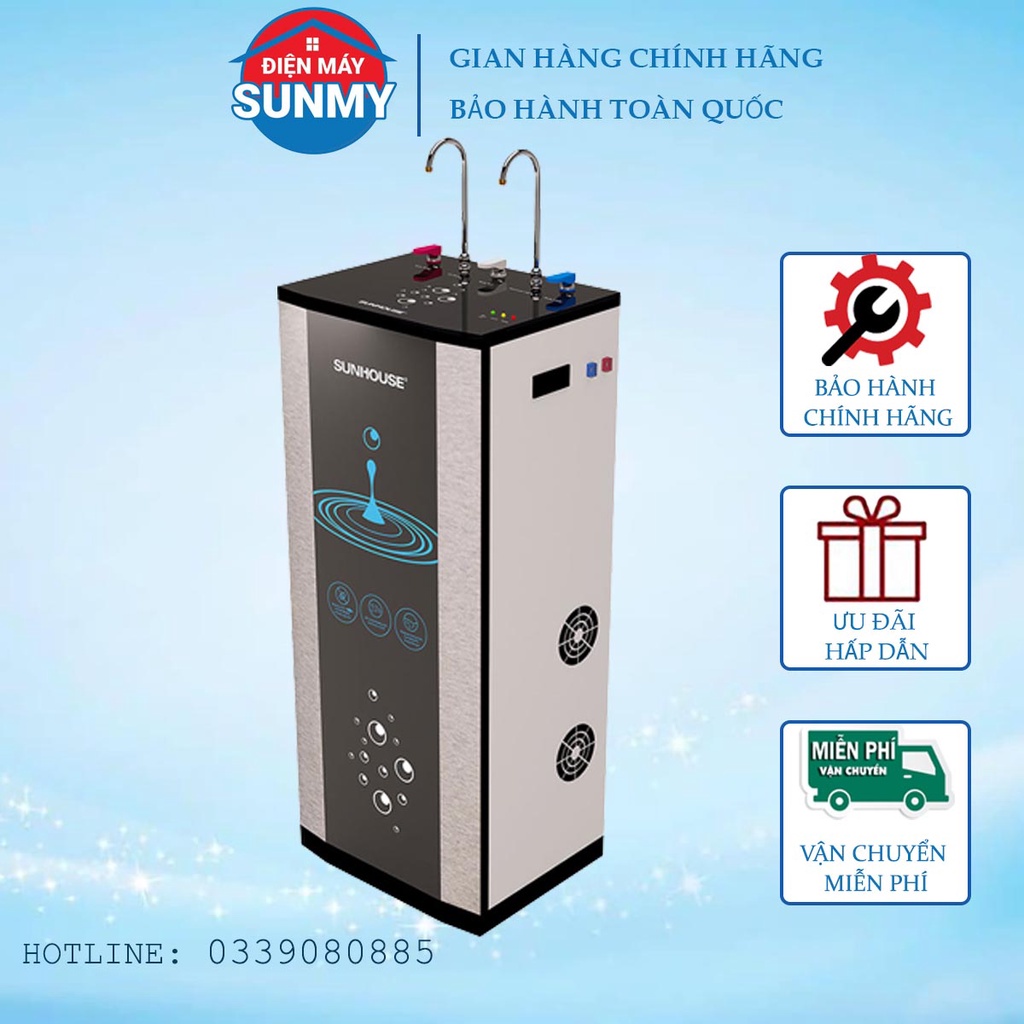 Máy lọc nước R.O SUNHOUSE SHR76210CK 10 lõi nóng nguội lạnh - bảo hành chính hãng