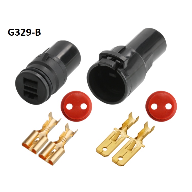 G329-Giắc cắm đầu nối ô tô 2p 2 lỗ màu đen 6.3mm