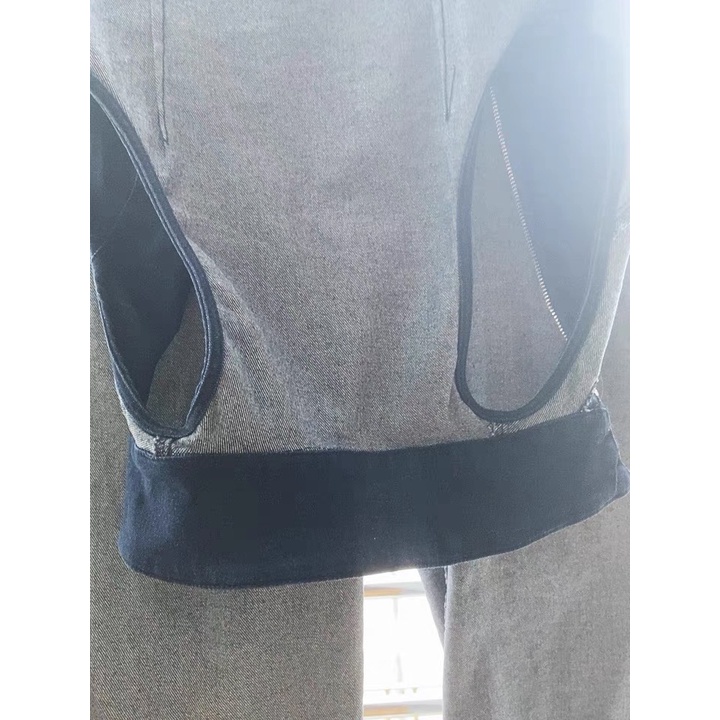 Jumpsuit jeans nữ siêu hack dáng chếch chi - ảnh cận chất, khách feedback