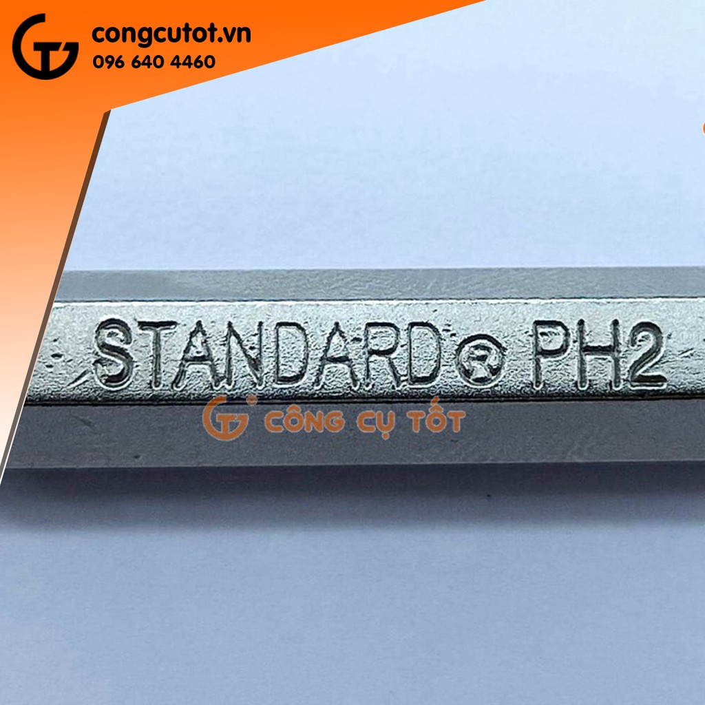 Mũi bắn vít 2 đầu bake thép S2 si trắng Standard Đài Loan dài 65mm