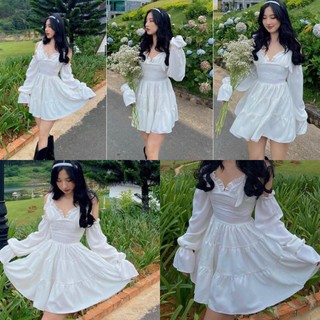 Đầm tiểu thư SNOW DRESS thiết kế phần dây cột được 2 kiểu sau lưng bo chun co giãn