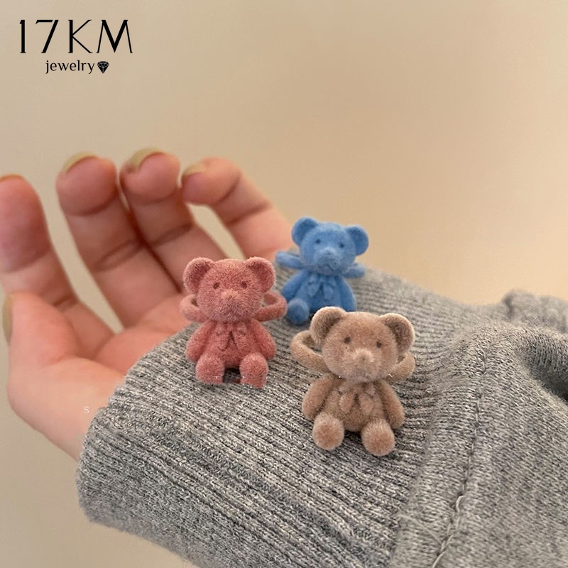 Nhẫn 17KM hình gấu nhiều màu dễ thương tùy chọn