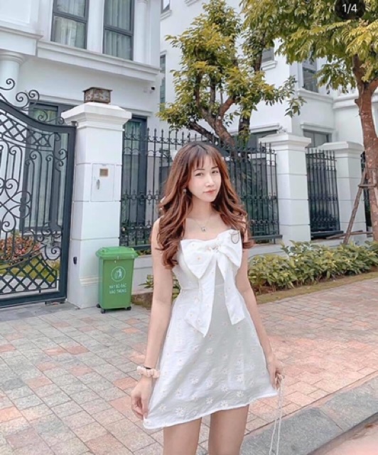 VÁY HAI DÂY NƠ CHẤM BI