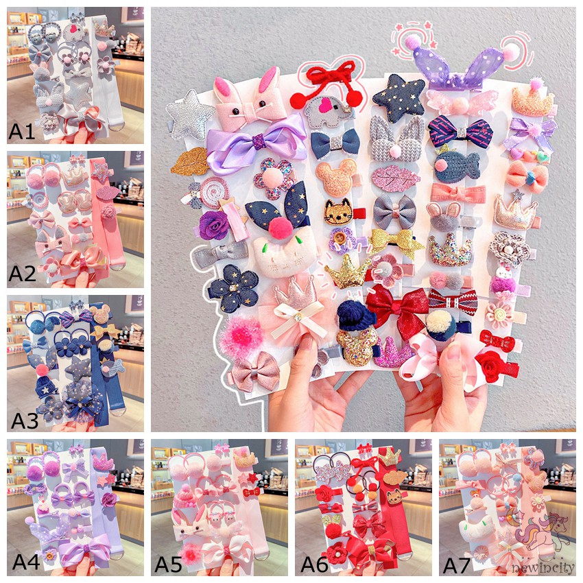 Set 18 Kẹp Tóc Xinh Xắn Phong Cách Hàn Quốc Thiết Kế Đa Dạng Cho Bé Gái