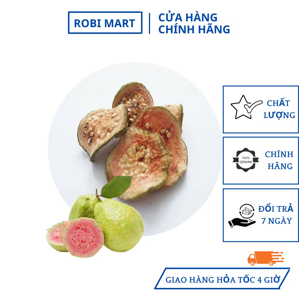 Ổi ruột đỏ thái lát sấy lạnh Robimart gói 20g - Lát đẹp hàng chính hãng