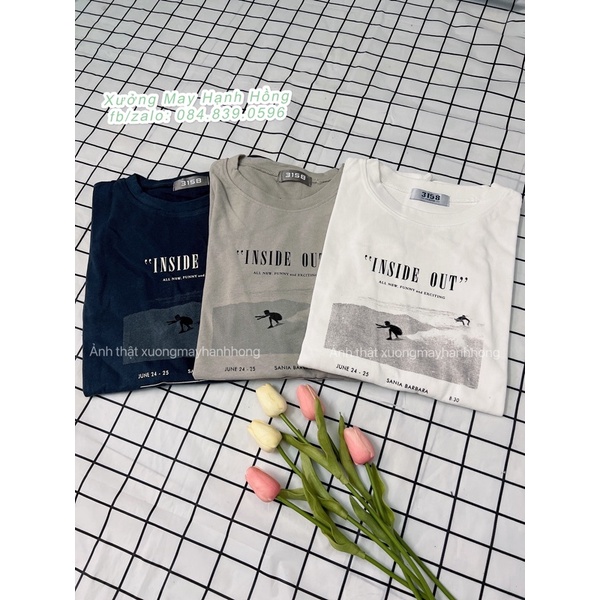 Áo phông nam/nữ INSIDE OUT trượt tuyết chất nhung tuyết oversize siêu rộng, Áo phông dài tay hàng Quảng Châu