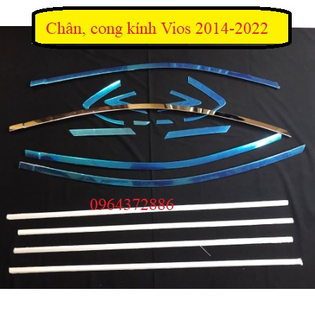 Nẹp viền chân kính, viền cong kính xe Toyota Vios 2014- 2022 Hàng inox cao cấp