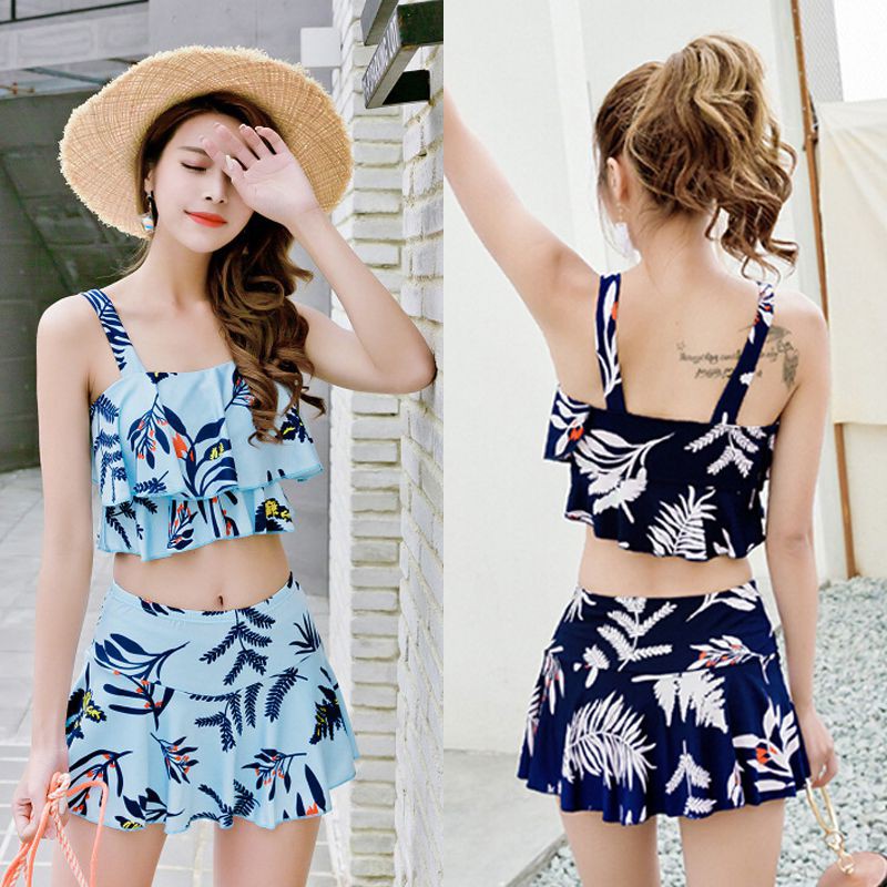 [Baywellfashion]Bộ bikini lưng cao in họa tiết cây cối vintage gợi cảm cho nữ