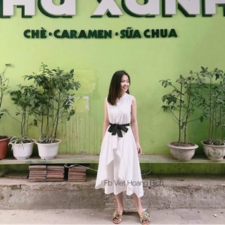 Váy tầng nơ eo