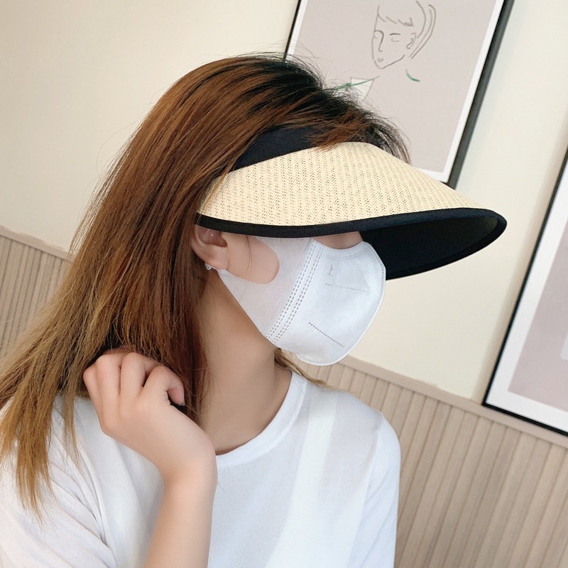 Mũ cói rộng vành nửa đầu chống nắng HALA nón cói đi biển nữ thời trang mùa hè hàn quốc cá tính