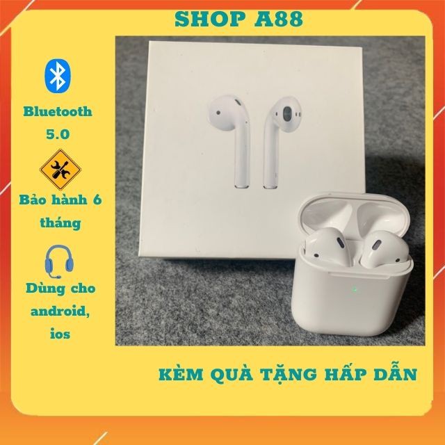 Tai nghe bluetooth Ads 2 không dây cao cấp định vị đổi tên cảm ứng chạm cho ip và android phụ kiện điện thoại A88
