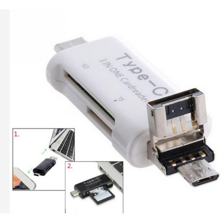 Đầu lọc thẻ 3 in 1 usb type c micro thẻ tf và micro sd - vienthonghn