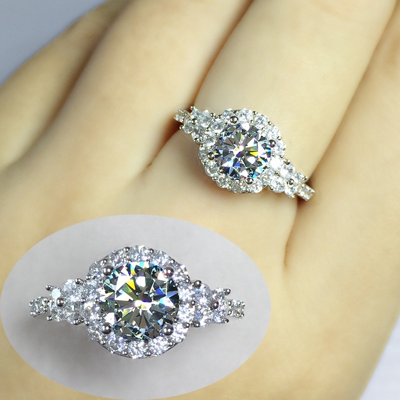 Thời Trang Nhẫn Đính Đá Kim Cương Nhân Tạo Sang Trọng 2 Karat NoBrandUnisexDiamond