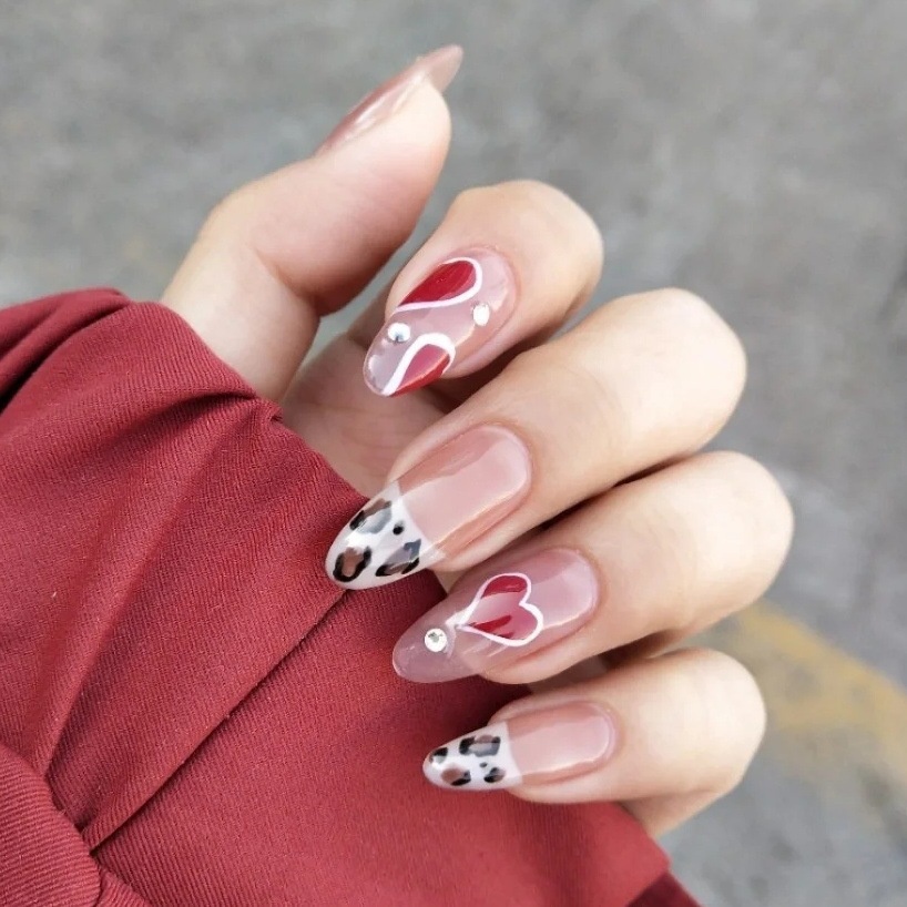 Nhãn Dán Móng Tay 3D Tự Dính Họa Tiết Ngôi Sao Trái Tim Tình Yêu Màu Trắng Phong Cách Mới