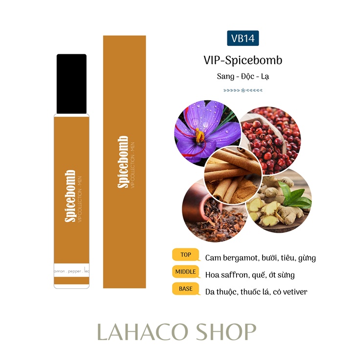 Tinh dầu nước hoa nam chính hãng thơm lâu giá rẻ mini SPICEBOMB dầu thơm Pháp Lahaco Shop
