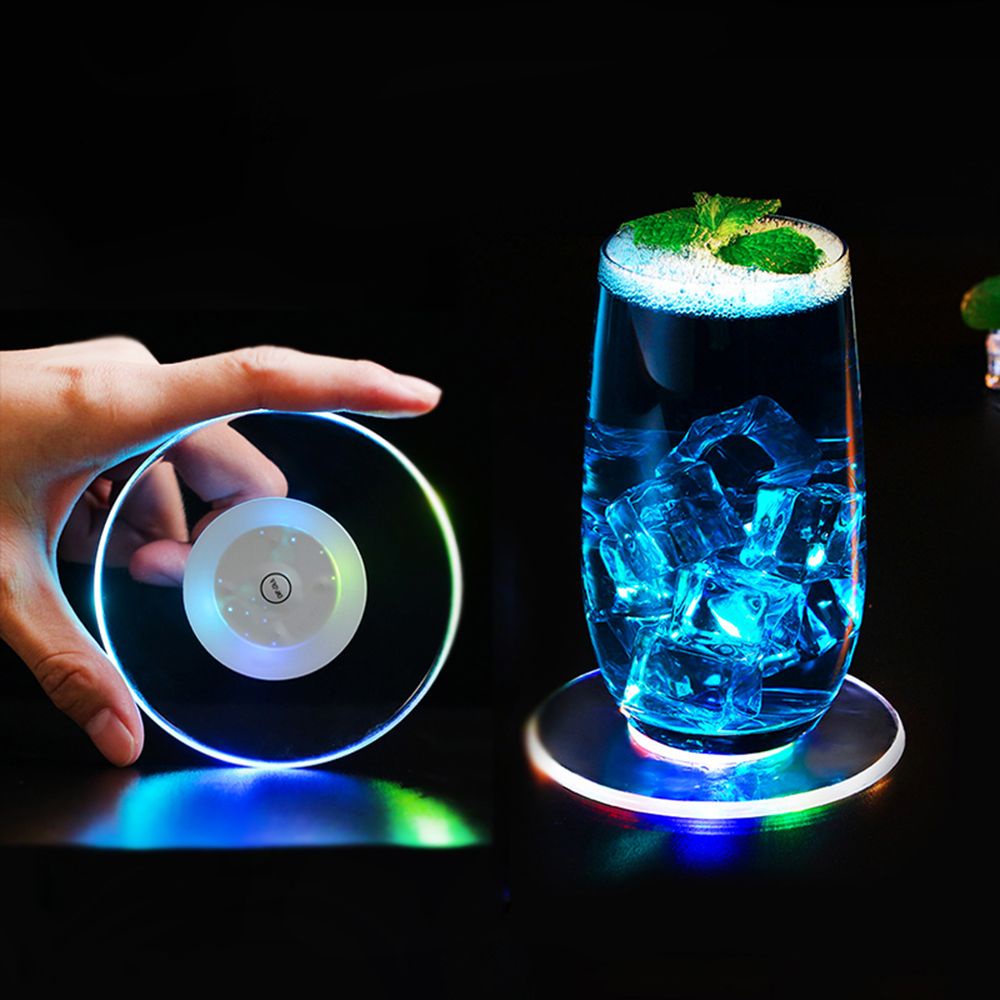 Đế Lót Ly Rượu Cocktail Bằng Acrylic Trong Suốt Nhiều Màu Phát Sáng Độc Đáo