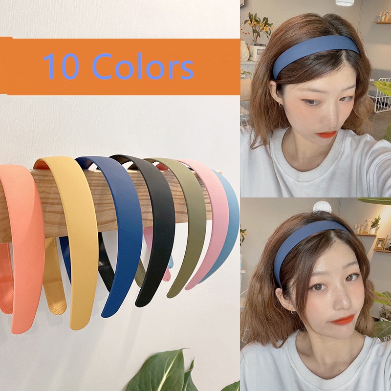 Băng Đô Cài Tóc Bằng Nhựa Mặt Nhám Màu Kẹo Chống Trượt Thời Trang