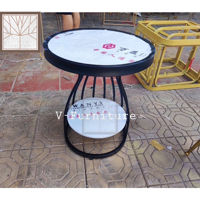 Kệ, bàn góc Sofa phòng khách mặt đá lọt chân kim loại sơn tĩnh điện BG-04 sang trọng, hiện đại