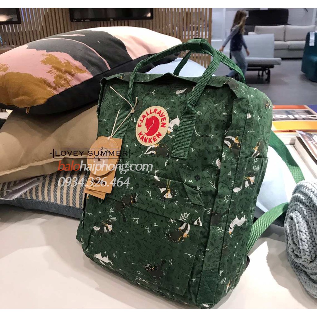 Balo Fjallraven Kanken Art Hàng Xuất Dư Mới Nhất 2019.Sale Giá Sỉ. Mầu Xanh Green