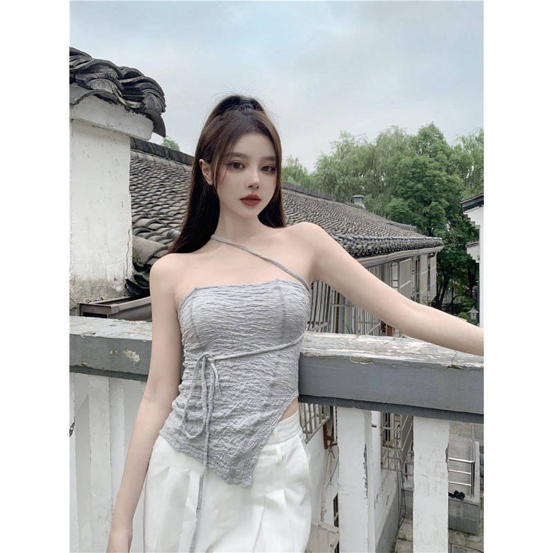 HUANG YOYO Áo Ống Ngắn Phong Cách Hàn Quốc Thời Trang Cho Nữ