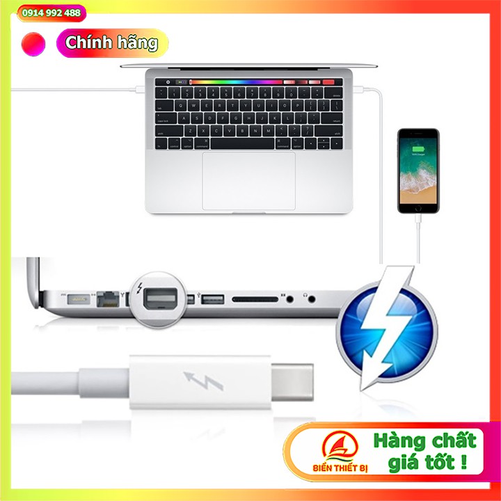 Dây cáp Apple Thunderbolt MD861 dài 2M tốc độ 20Gbps màu trắng cũ.