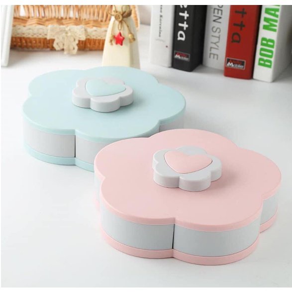 Khay Đựng Mứt Tết, Hộp Mứt 1 Tầng 10 Cánh Xoay 360 Độ Full Hộp Song Anh
