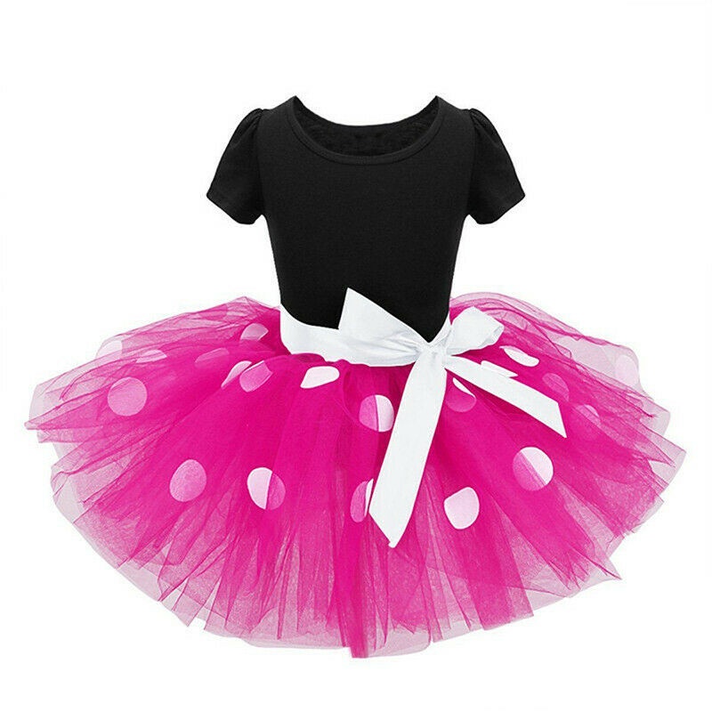 váy liền Đầm Xòe Tutu Màu Đỏ In Hình Chuột Minnie Thoải Mái Thời Trang Dự Tiệc Cho Bé Gái