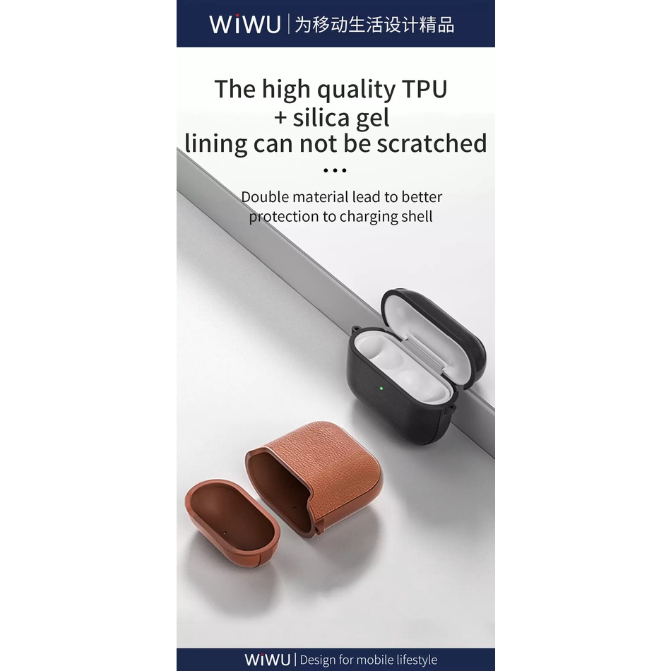 Bao Da cao cấp chống sốc chính hãng WiWU cho Airpod 1/2, AiRPOD Pro, AirPOD 3