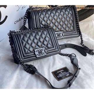 Túi chữ x boy tag đen dây xích pha da đeo chéo size 20 và 25