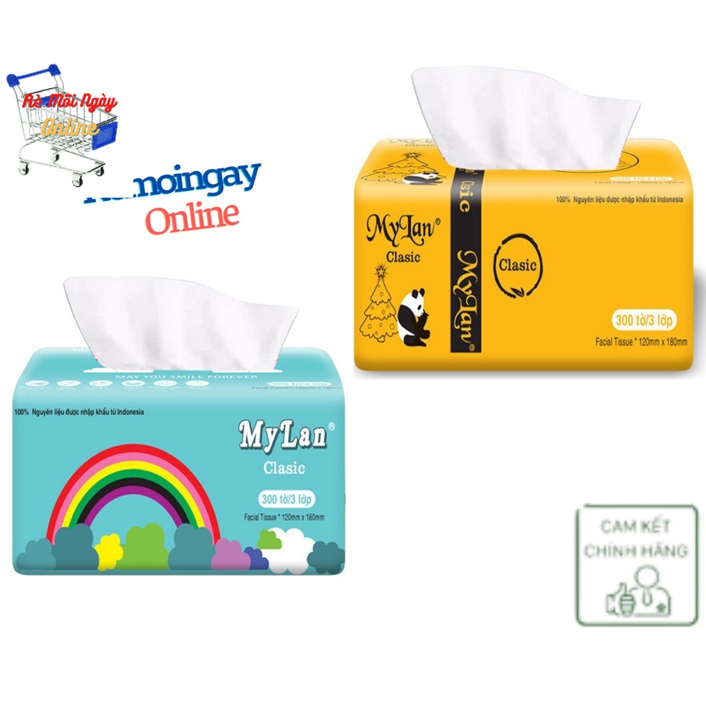 Khăn giấy rút, Giấy ăn Gấu trúc ,Cầu vồng Mylan 3 lớp Cao cấp (300 tờ/ gói) Siêu Dai, Mềm Mịn Hàng xuất khẩu đi Nhật Bản