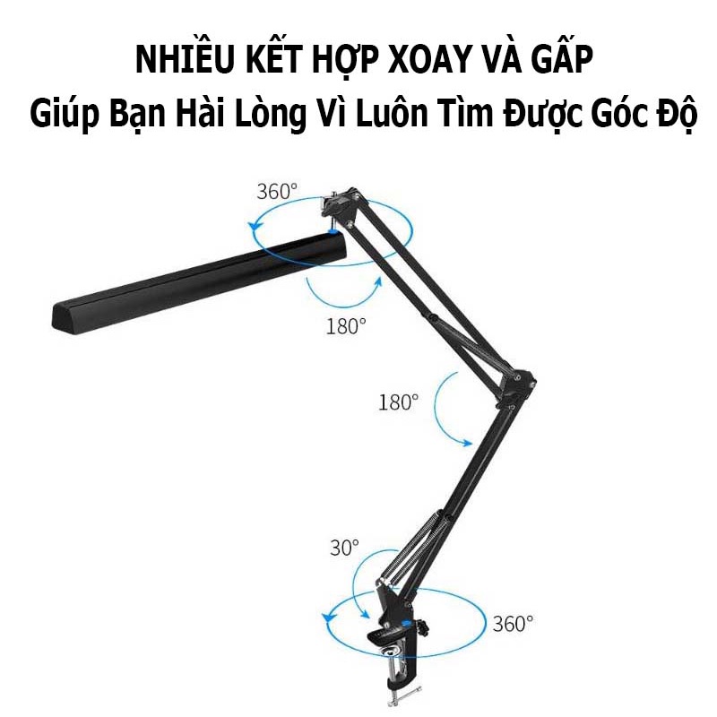 Đèn Kẹp Bàn Học Cánh Tay Dài; Ánh Sáng Led Bảo Vệ Mắt Khi Đọc Sách; Đèn Treo màn hình máy tính 3 Mode Ánh Sáng