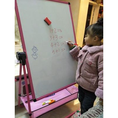 Bảng vẽ cho bé, bảng Flipchart 2 mặt xanh và trắng, viết bút lông và phấn, đồ chơi giáo dục thông minh bé
