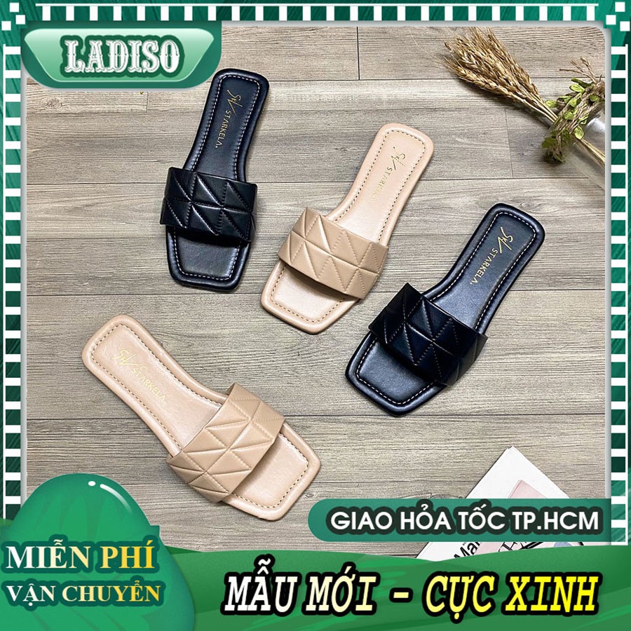 Dép nữ quai ngang da lì cao cấp phong cách đơn giản sang trọng quí phái LADISO TT378