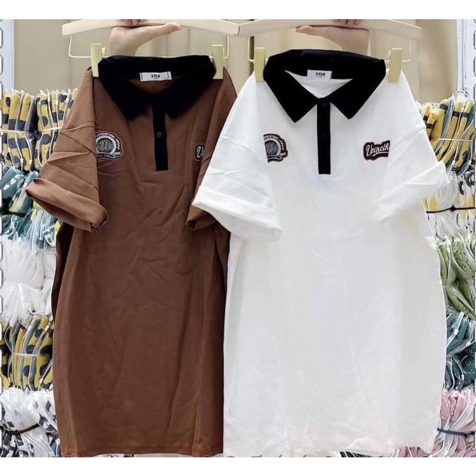 Áo Thun Polo VERN 23 Tay Lỡ Form Rộng Uniex Nam Nữ Ulzzang