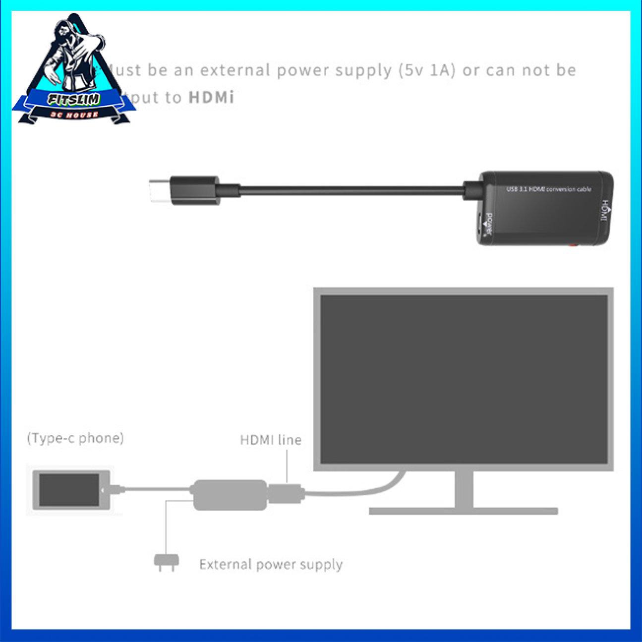 Bộ chuyển đổi USB-C loại C sang HDMI Cáp TV USB 3.1 cho máy tính bảng điện thoại MHL Android