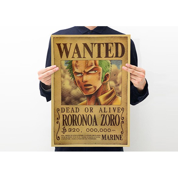 [A006] Tranh treo tường Truy nã Wanted One Piece giấy Kraft Poster Nhân vật Tranh trang trí