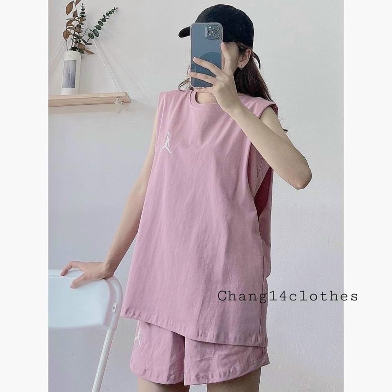 Set bộ tank top 3 lỗ in chữ cá tính