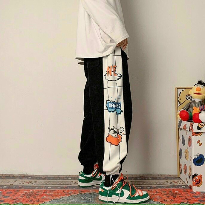 Quần Jocker ống rộng bo gót in hình Heroes có túi sau sành điệu, quần thun nỉ dài ống rộng nam phong cách Hàn Quốc