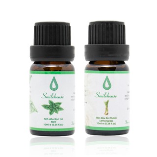 [Combo Mùa Xuân] Tinh dầu Sả chanh Smilehouse 10ml và Tinh dầu Bạc hà Smilehouse 10ml – thơm phòng, khử mùi hôi, giảm că