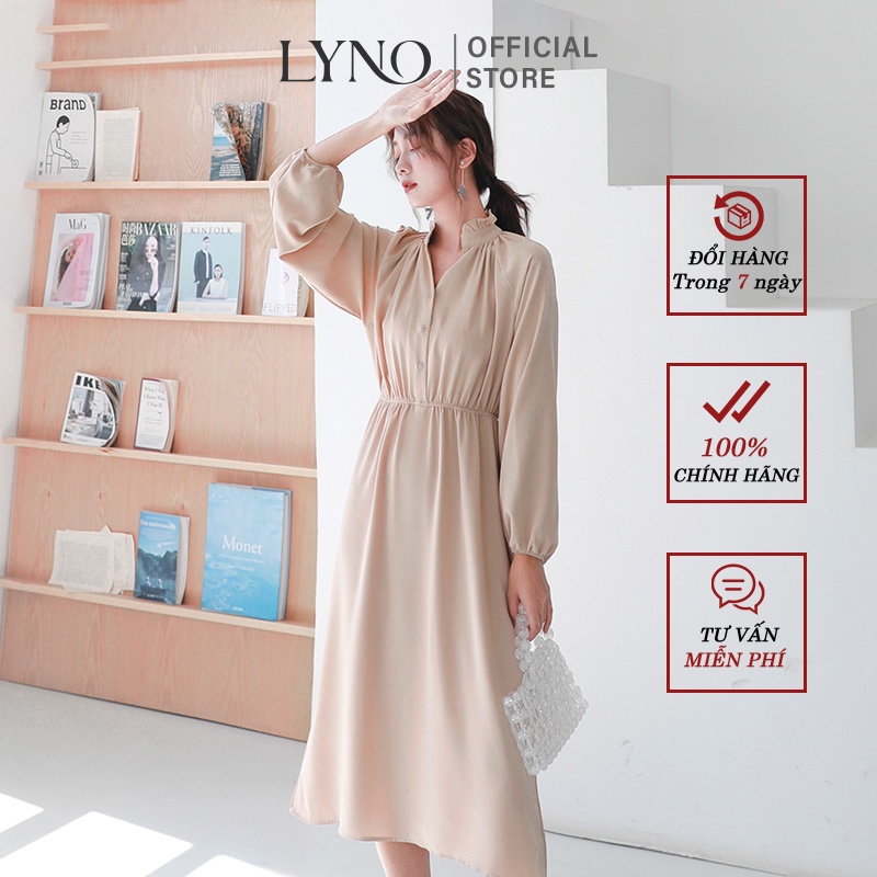 Đầm dài chiết eo hàn quốc LYNO AB0194