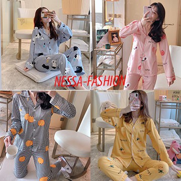 Bộ Đồ Ngủ Nữ Mặc Ở Nhà - Quần Áo Pijama Dài Tay Vải Co Giãn 4 Chiều Thu Đông Xuân Dễ Thương Ảnh Thật+Video BĐN07 | BigBuy360 - bigbuy360.vn