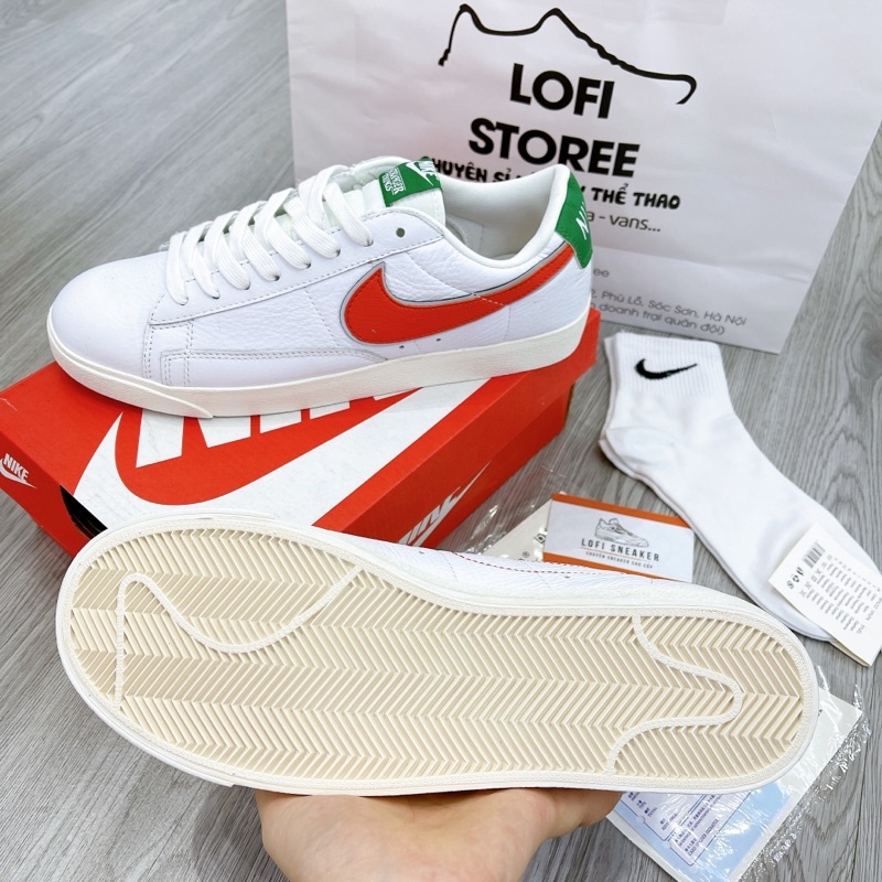 Giày Sneaker N.Blazer Mid 77 Vintage Green white Cổ Thấp Kiểu Dáng Thể Thao Phối Màu Trắng Đỏ Xanh Lá Cao Cấp Full Box