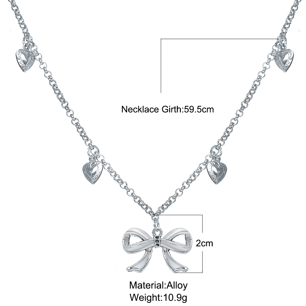 iF YOU vòng cổ Mạ Bạc Mặt Trái Tim Phối Nơ Thời Trang Cho Nữ